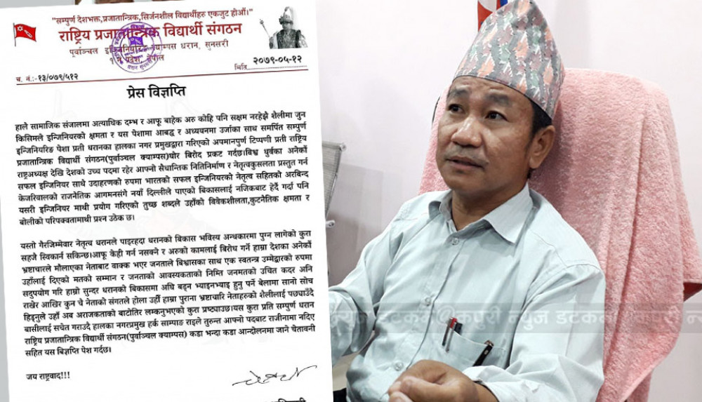अभिव्यक्तिका कारण मेयर साम्पाङ विवादित, विद्यार्थीद्वारा राजिनामा माग