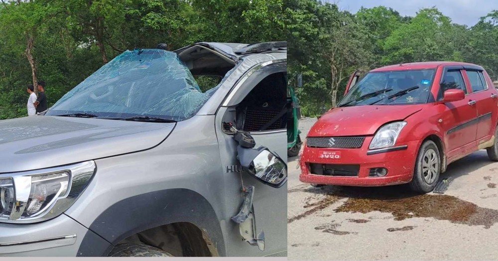 झापाका प्रहरी प्रवक्ता खड्का सवार गाडी र सांसद सवार गाडी ठोक्कियो